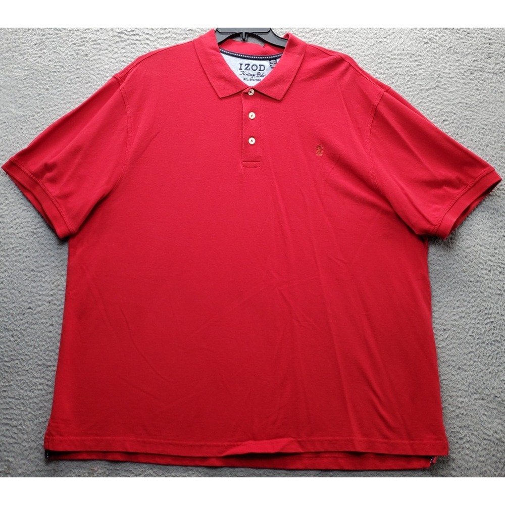 IZOD Heritage Polo Shirt Mens 3XL Red Performance Short Sleeve‎ Collared Popover